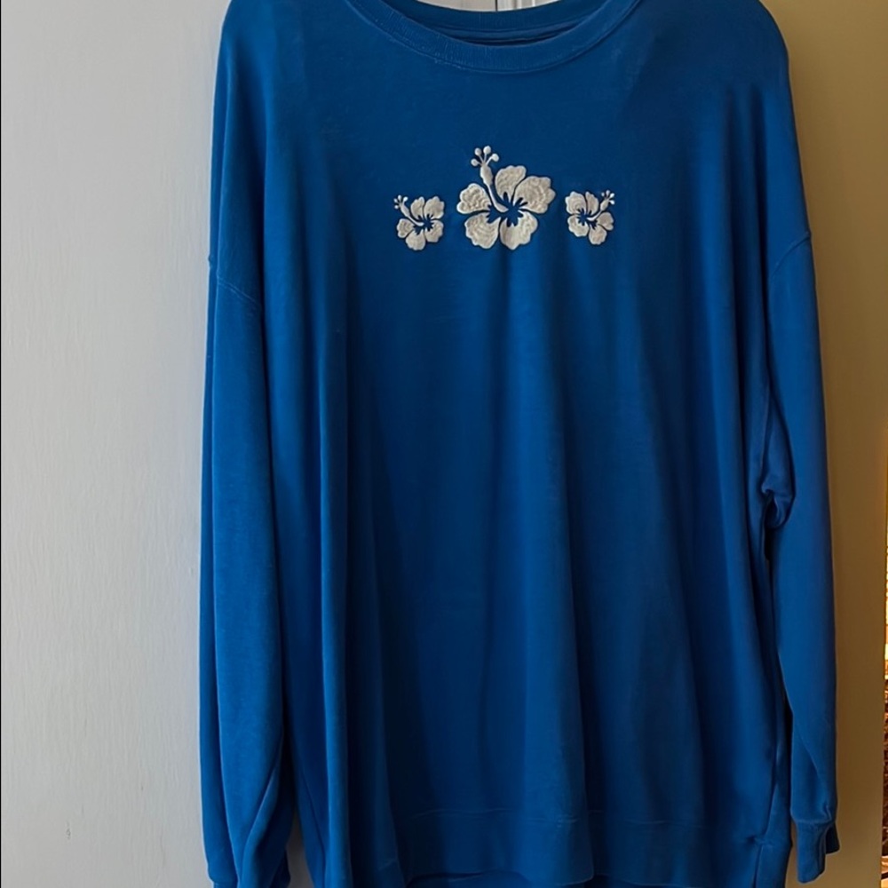 Hollister Blue Floral Crew Neck Sweater